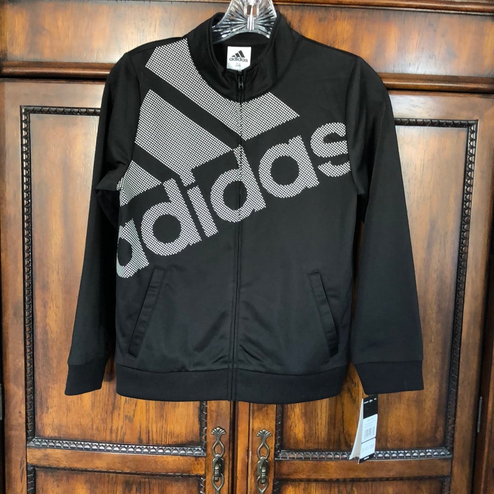 NWT Adidas Black Zip Up Track Jacket Size L(14)
